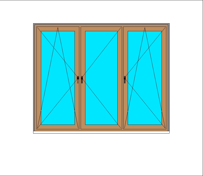 Окно трехстворчатое с вертикальным импостом V72